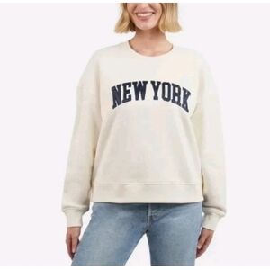 Cream Sweatshirt with Navy 'New York' Print